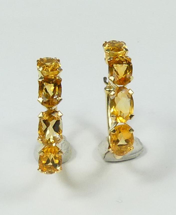 PR 14kt YELLOW GOLD & CITRINE HOOP EARRINGS (1 of 4)