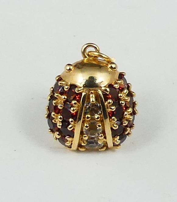 14kt YELLOW GOLD GEM-SET LADYBUG PENDANT / CHARM (1 of 5)