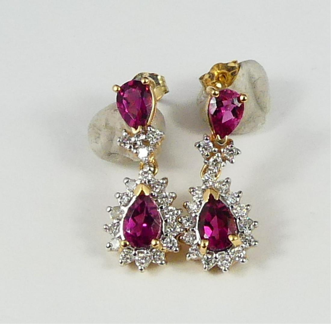 PR 14kt YELLOW GOLD TOURMALINE & DIAMOND EARRINGS (1 of 3)
