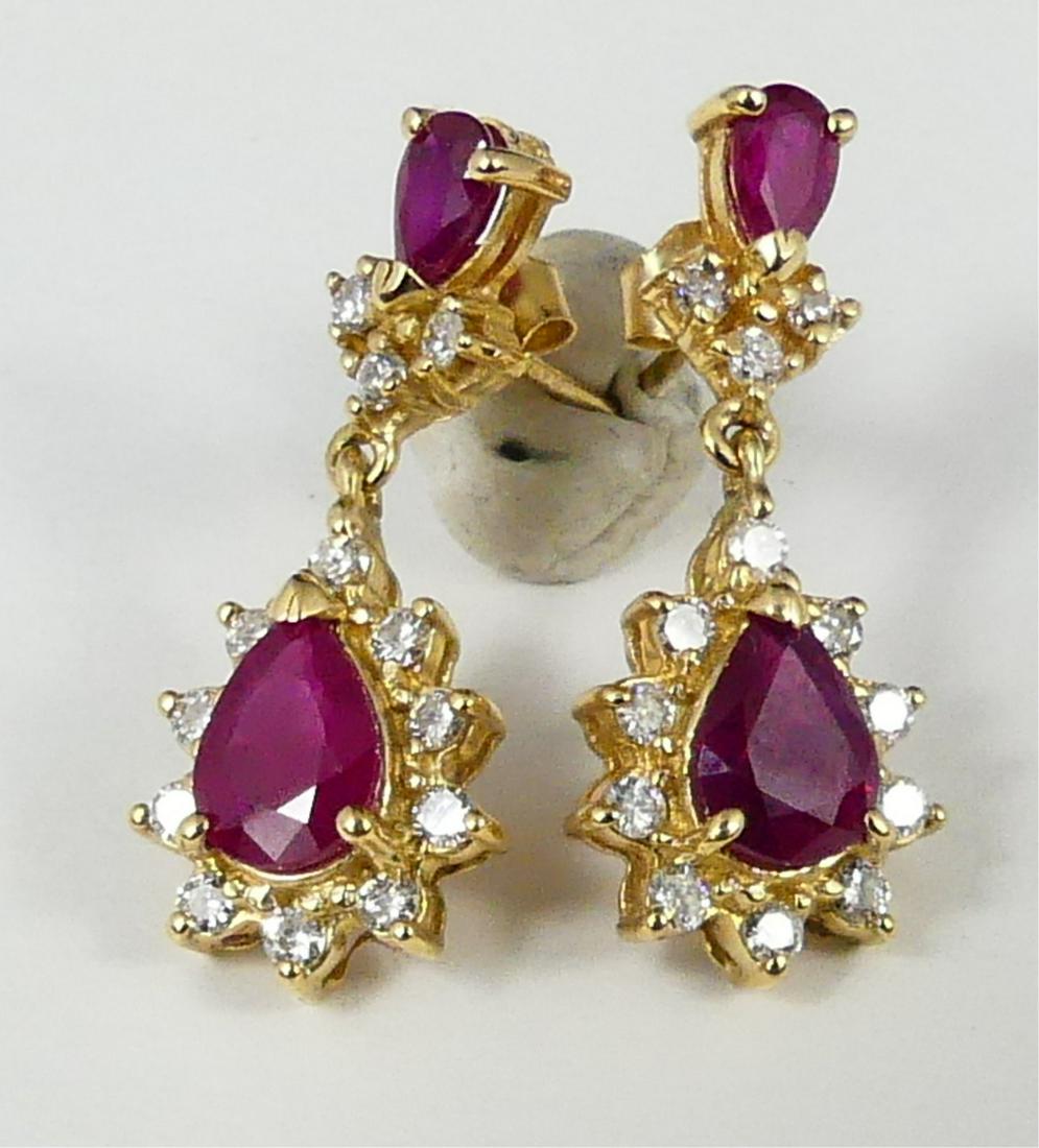 PR 14kt YELLOW GOLD RUBY & DIAMOND EARRINGS (1 of 2)