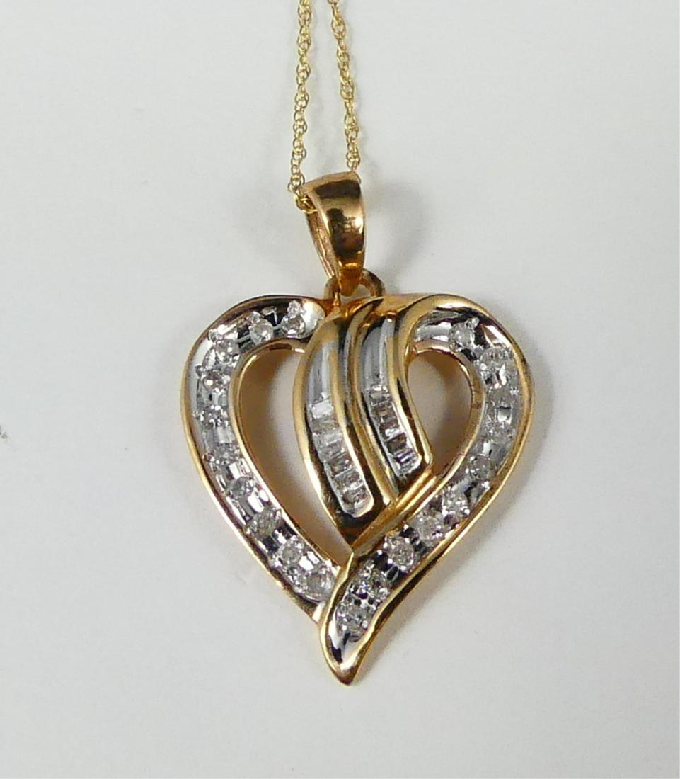 10kt YELLOW GOLD & DIAMOND HEART PENDANT & CHAIN (1 of 5)