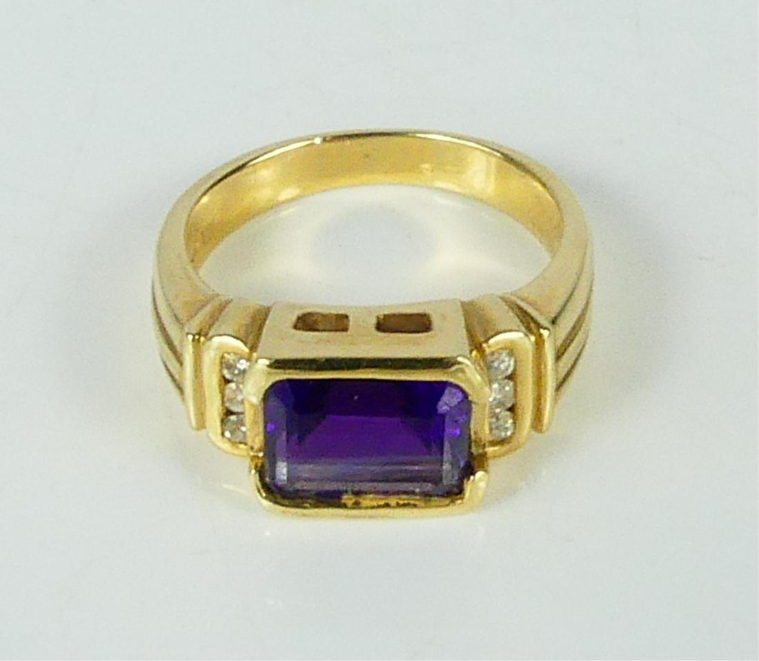 14kt YELLOW GOLD AMETHYST & DIAMOND RING (1 of 5)