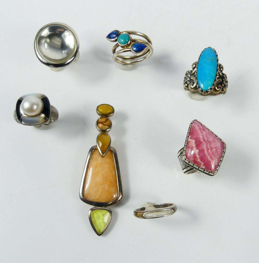 7pc STERLING SILVER & SEMI PRECIOUS JEWELRY ITEMS (1 of 11)