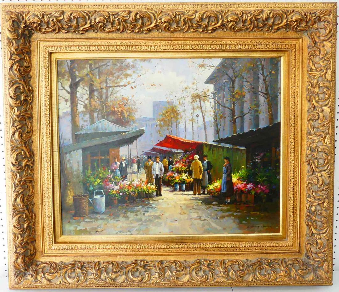 'MARCHE AUX FLEURS' OIL PAINTING ON CANVAS CORTES (1 of 10)