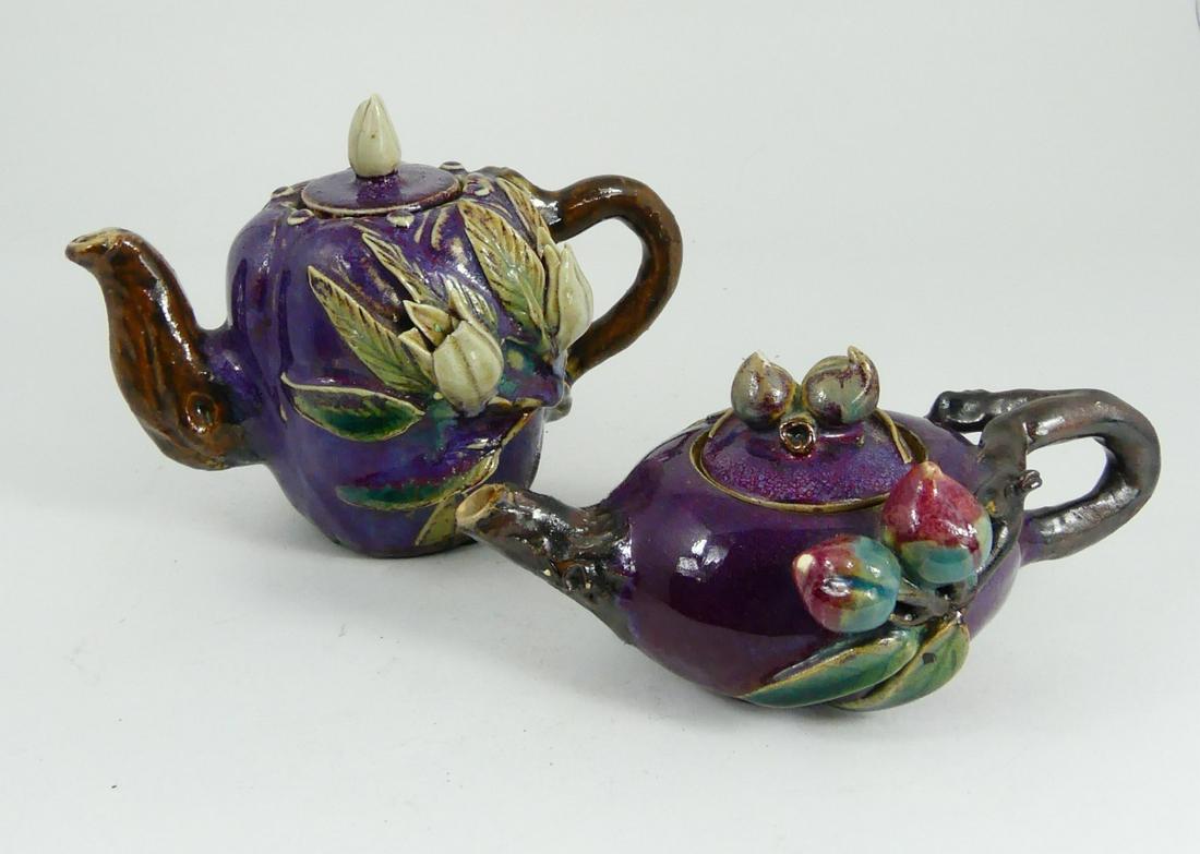 2pc CHINESE YIXING GLAZED TEAPOTS (1 of 9)