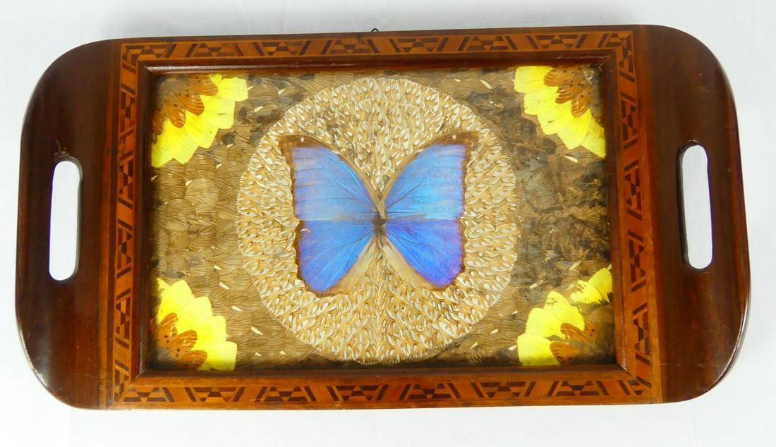 INLAID BLUE MORPHO BUTTERFLY TRAY (1 of 6)