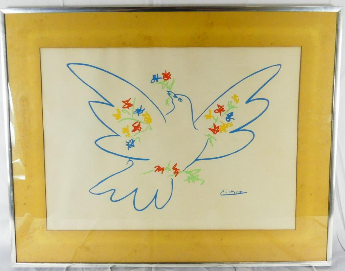 PABLO PICASSO 'DOVE OF PEACE w FLOWERS' LITHOGRAPH (1 of 6)