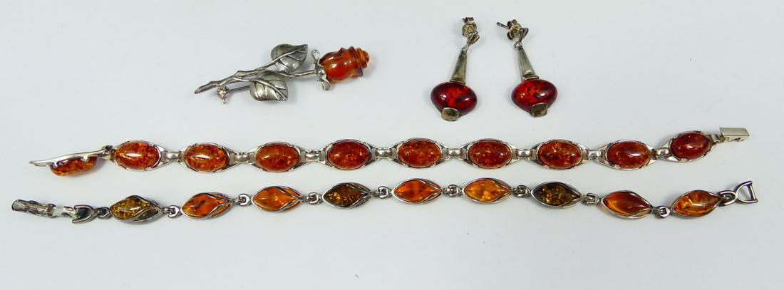 5pc STERLING SILVER & BALTIC AMBER JEWELRY (1 of 5)
