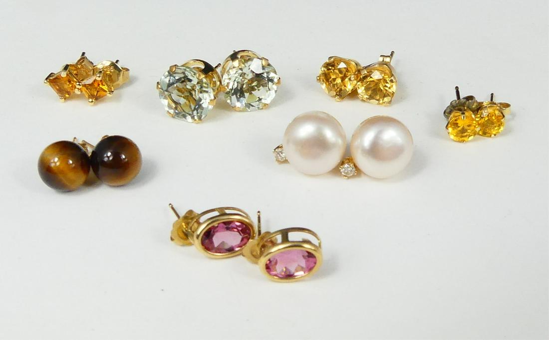 7pr 14kt YELLOW GOLD STUD EARRINGS (1 of 2)