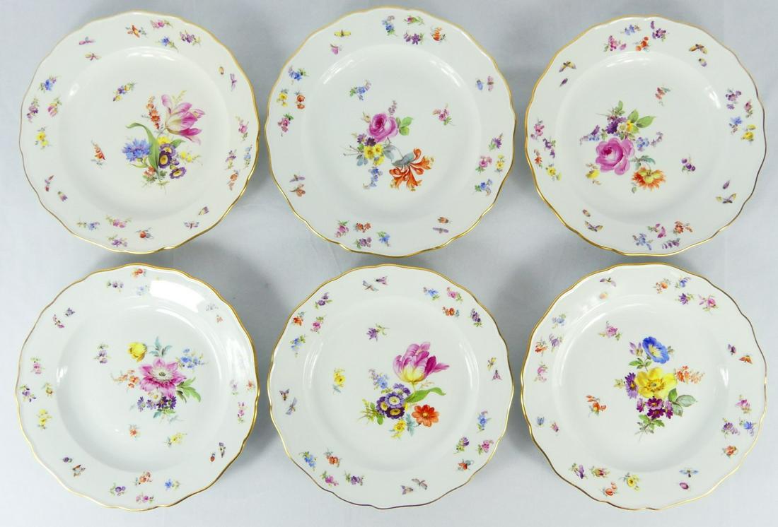 6pc MEISSEN FLORAL PORCELAIN DINNER PLATES (1 of 8)