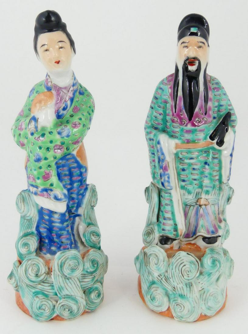 PR CHINESE PORCELAIN FIGURES ON WAVE BASES (1 of 8)