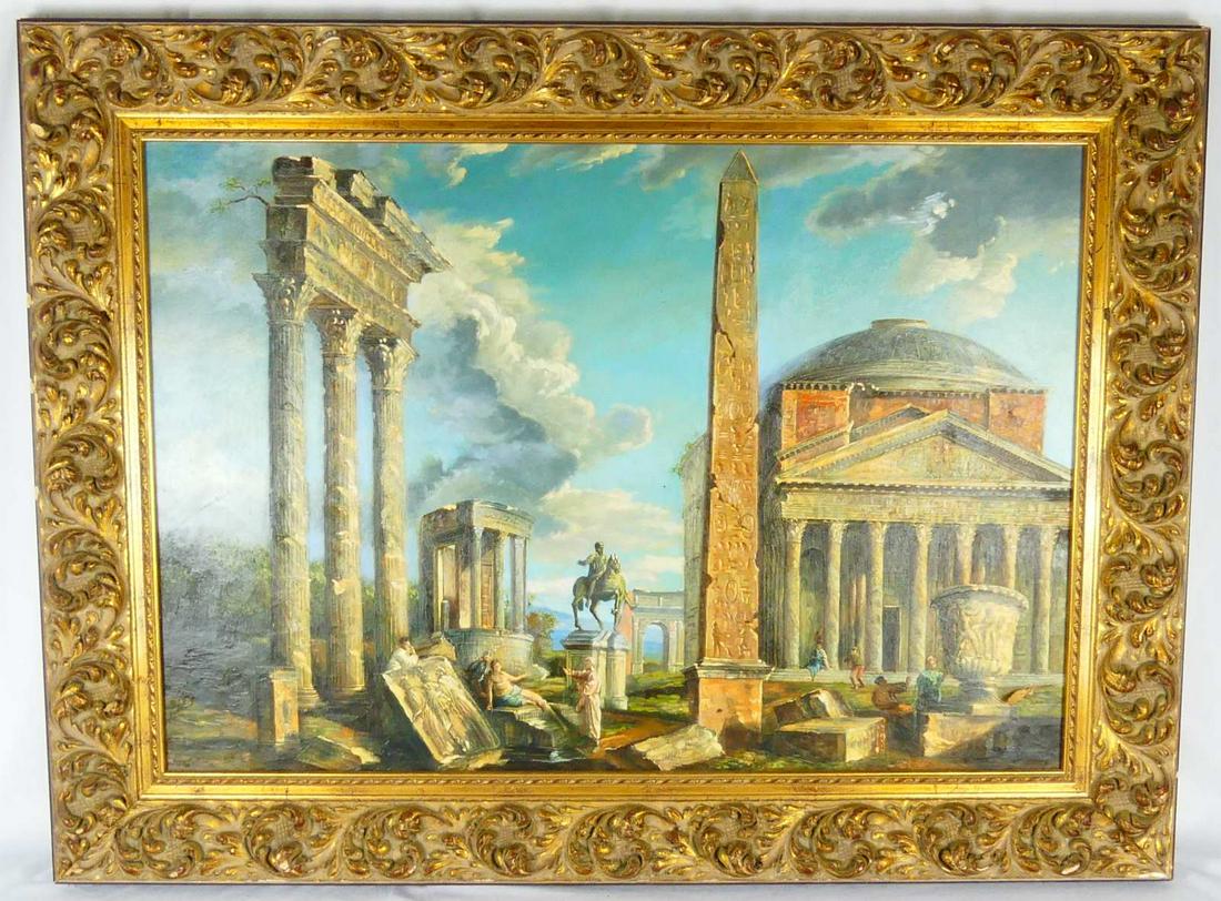 PANTHEON ROME OIL PAINTING ON CANVAS SIGNED (1 of 7)