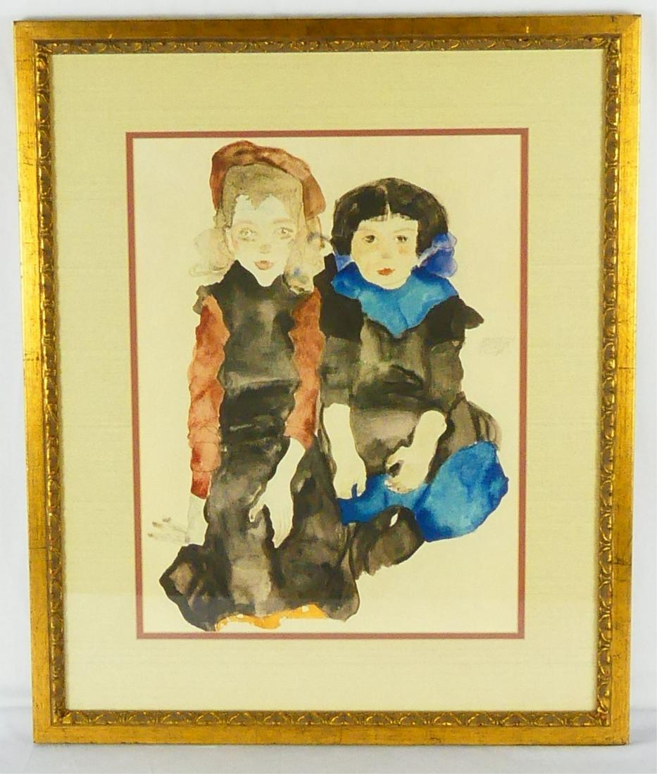 EGON SCHIELE 'TWO LITTLE GIRLS' LITHOGRAPH (1 of 6)