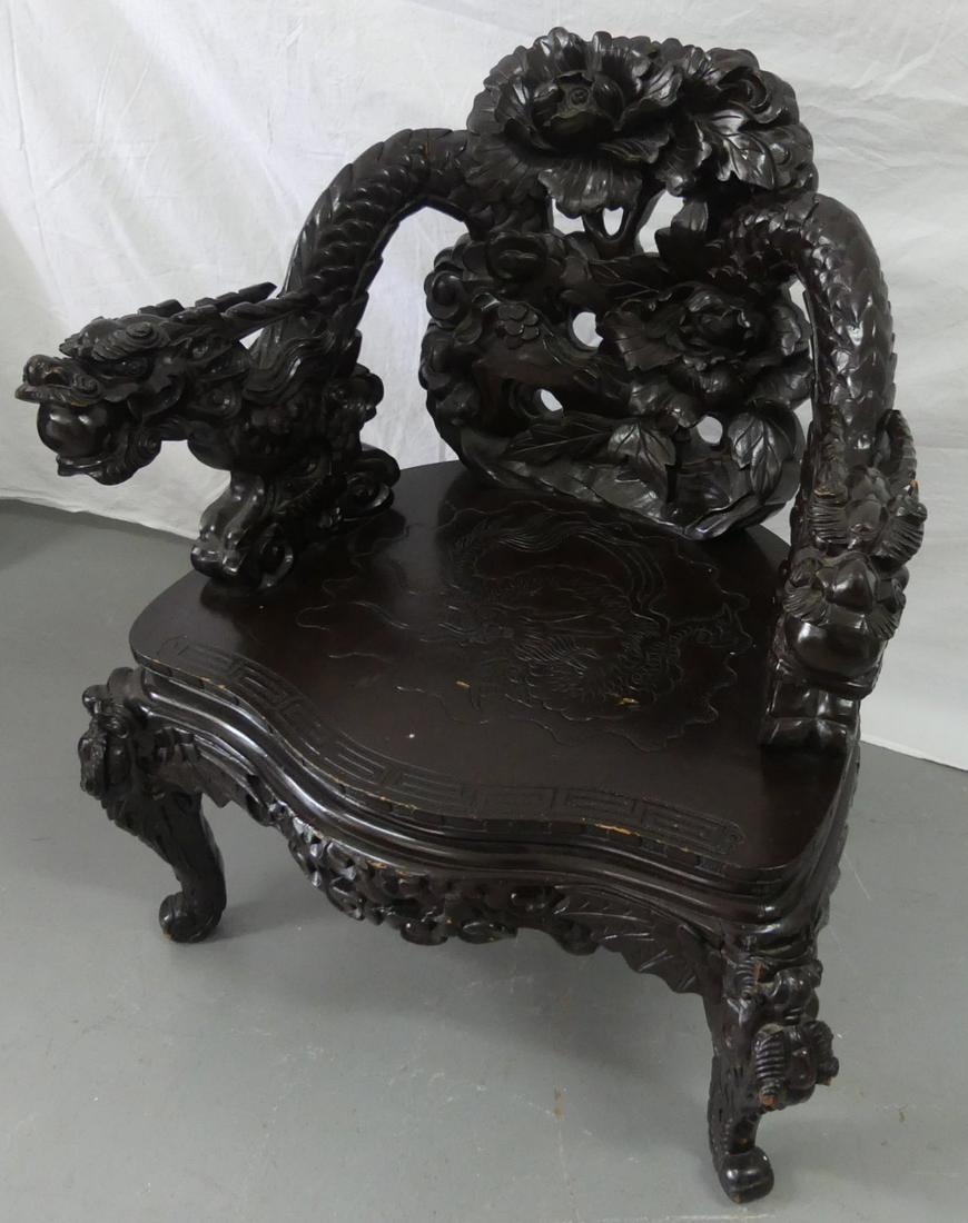 CHINESE CARVED DRAGON CHAIR (1 of 9)