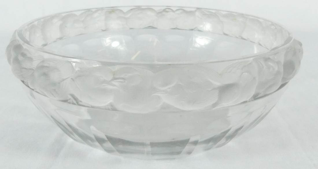 LALIQUE 'MESANGES' FROSTED CRYSTAL CENTER BOWL (1 of 8)