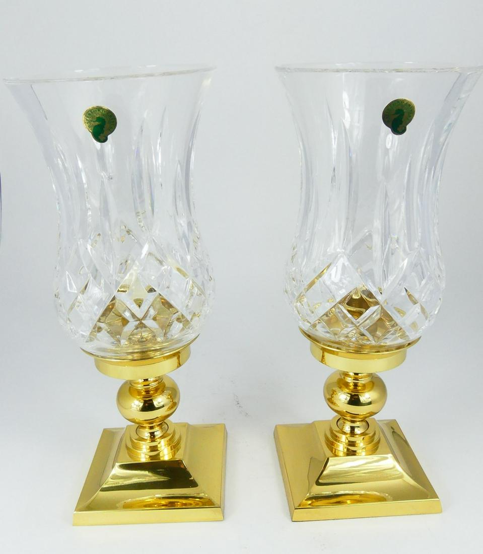 PR WATERFORD LISMORE CRYSTAL & BRASS HURRICANES (1 of 8)