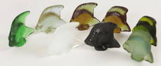 8pc LALIQUE GLASS FISH PAPERWEIGHTS