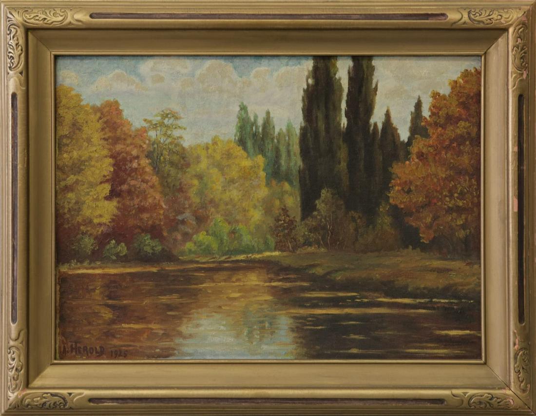 A. HEROLD 'AUTUMN LANDSCAPE' OIL PAINTING ON BOARD (1 of 8)