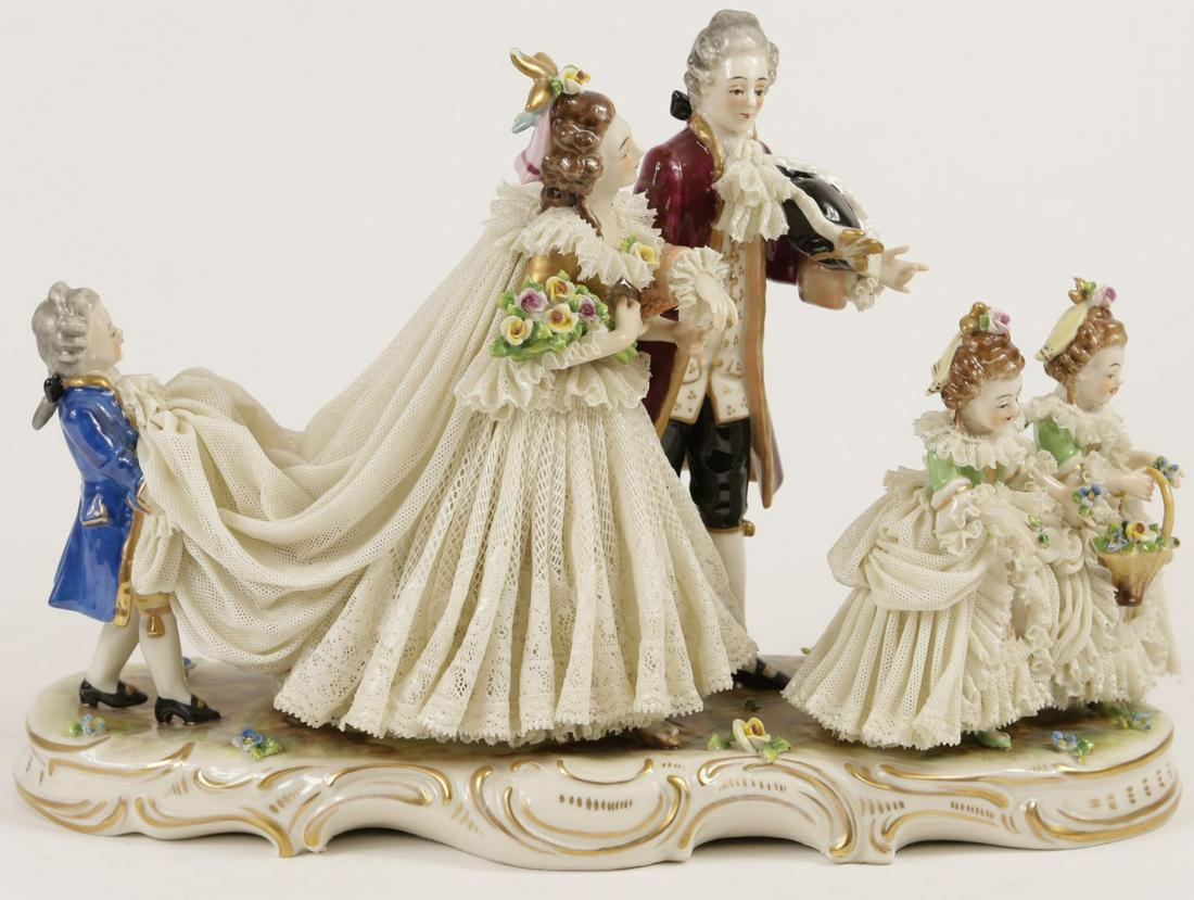 GERMAN DRESDEN LACE PORCELAIN WEDDING GROUP (1 of 10)