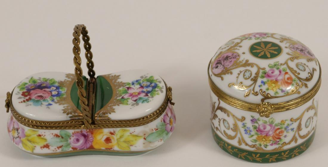 2pc LIMOGES FLORAL PORCELAIN TRINKET BOXES (1 of 9)