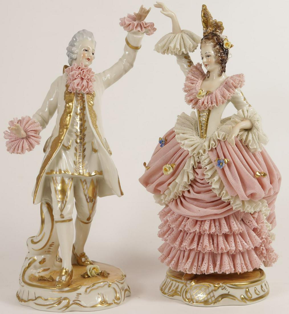 PR VOLKSTEDT DRESDEN LACE PORCELAIN DANCERS (1 of 17)