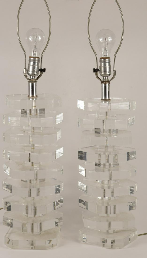 PR MID-CENTURY MODERN STACKED LUCITE LAMPS (1 of 10)