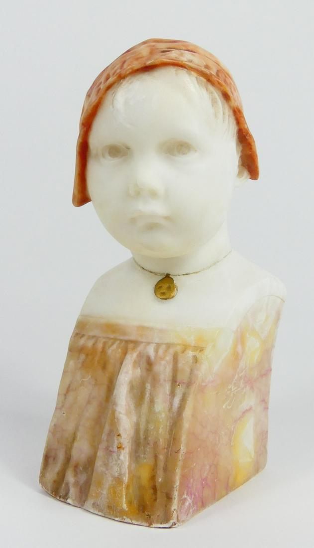 ITALIAN CARVED ALABASTER BUST SIGNED (1 of 7)