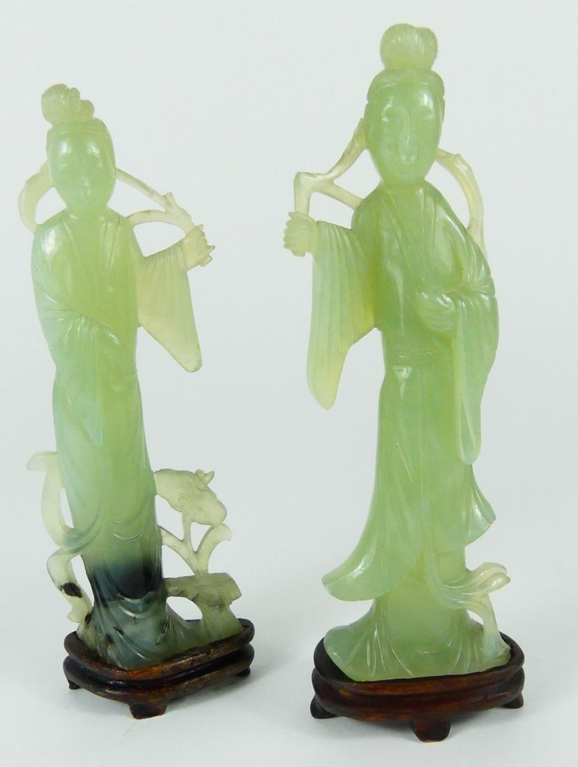 2pc CHINESE CARVED JADE GUANYIN FIGURES (1 of 6)