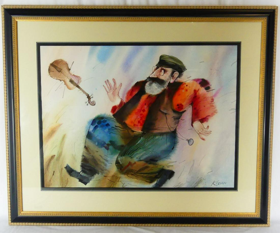 ALEXANDER KLEVAN 'FIDDLER' WATERCOLOR ON PAPER (1 of 7)