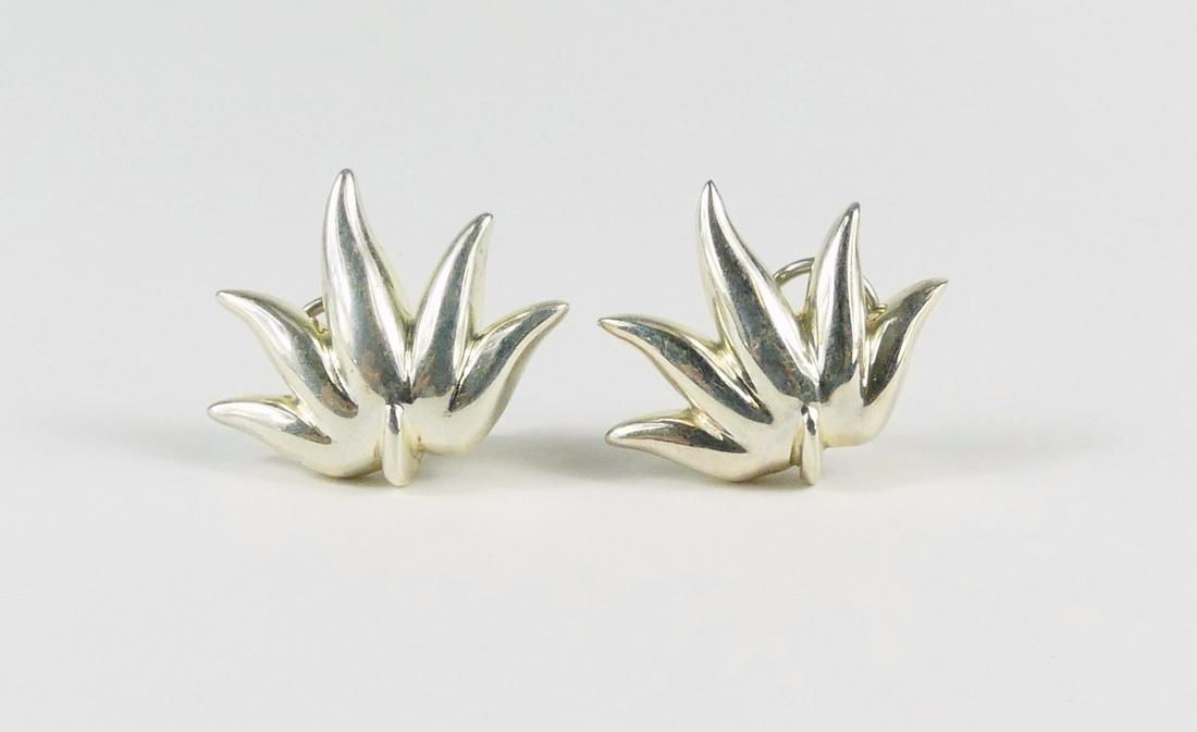 TIFFANY & CO STERLING SILVER PALM LEAF EARRINGS (1 of 2)