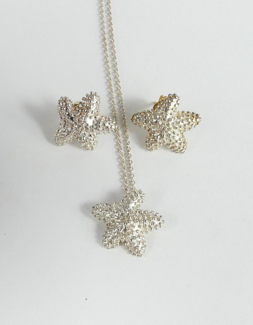 3pc TIFFANY STERLING STARFISH EARRINGS & PENDANT (1 of 2)