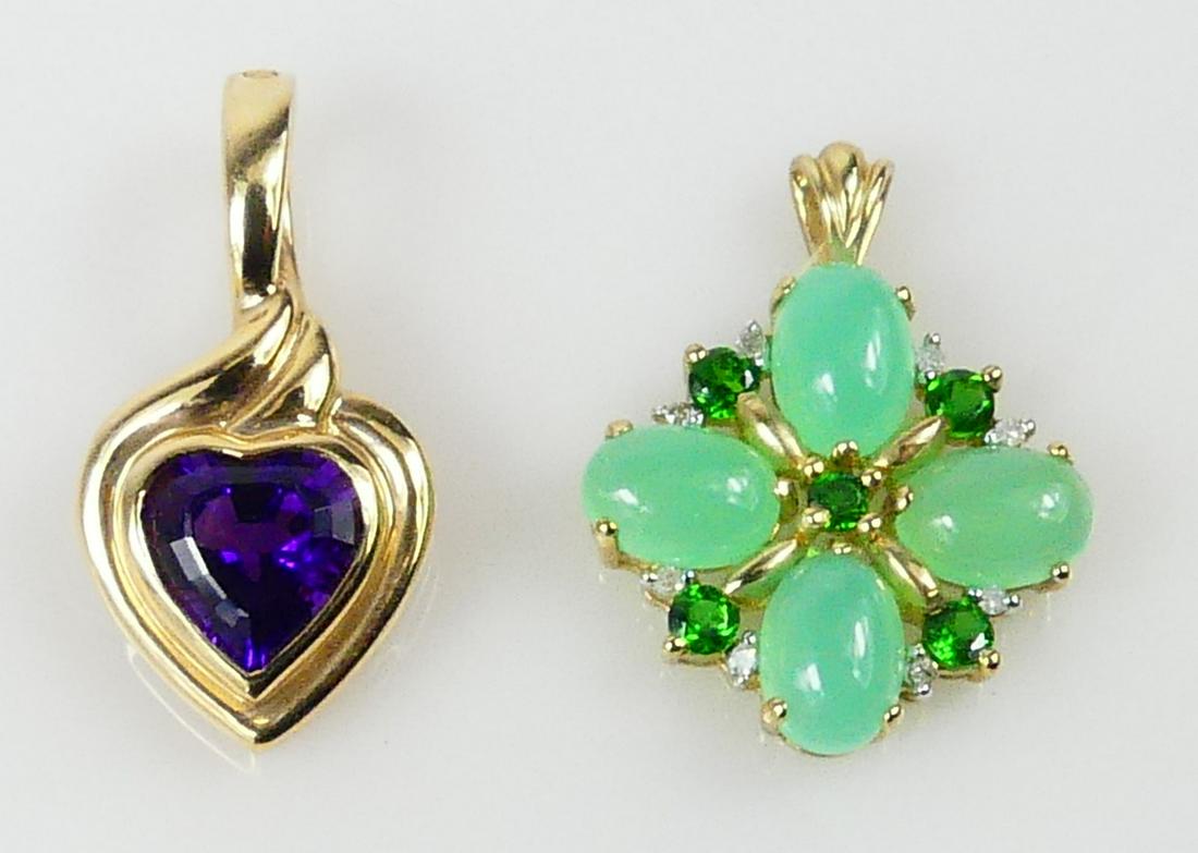 2pc YELLOW GOLD PENDANTS AMETHYST (1 of 5)