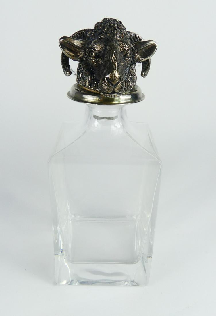ENGLISH GLASS DECANTER w RAM'S HEAD STOPPER (1 of 7)