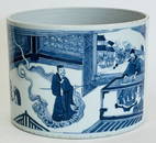 CHINESE BLUE & WHITE PORCELAIN BRUSH POT