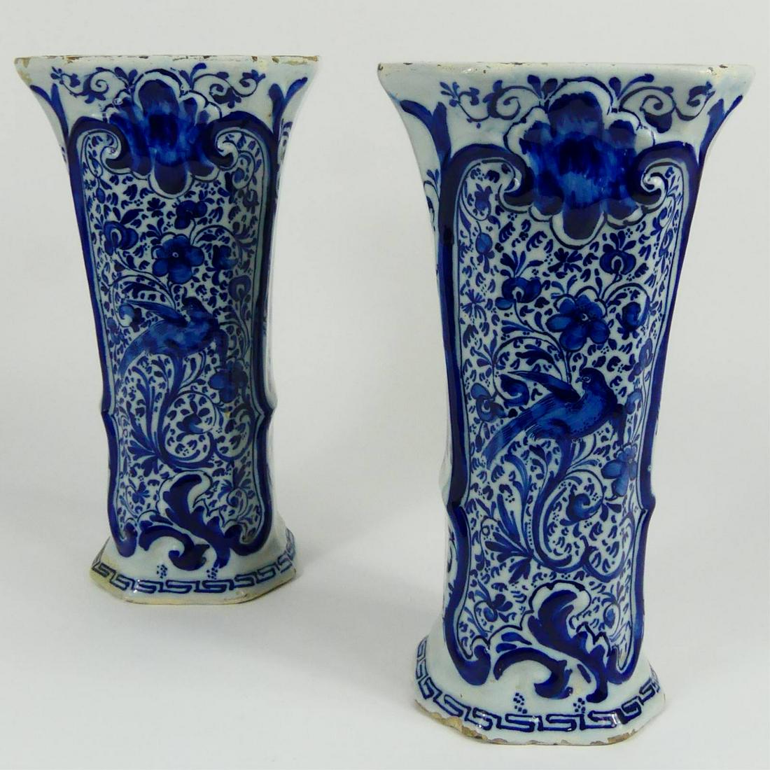 PR DELFT CHINOISERIE BLUE & WHITE FAIENCE VASES (1 of 8)