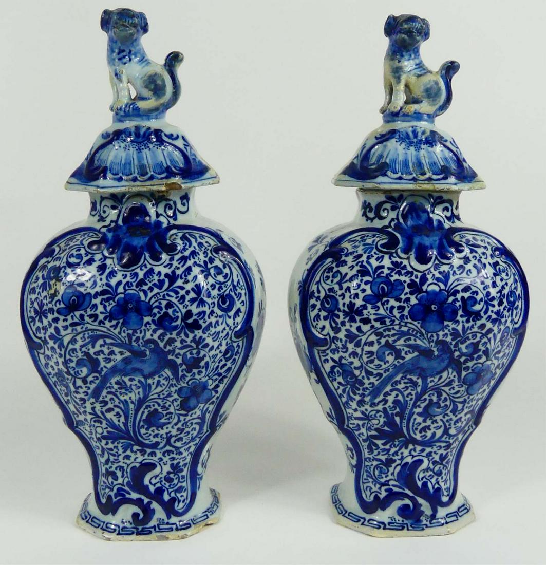 PR DELFT CHINOISERIE BLUE & WHITE FAIENCE URNS (1 of 8)
