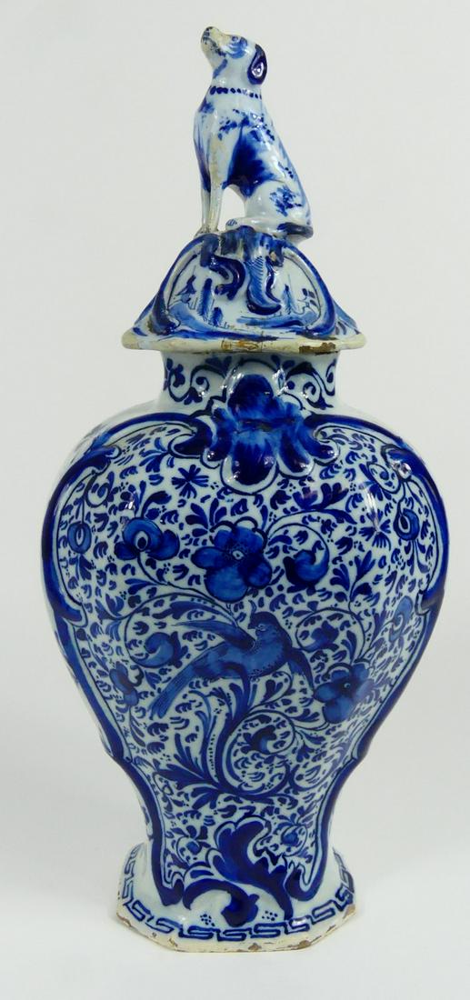 DELFT CHINOISERIE BLUE & WHITE FAIENCE URN (1 of 7)