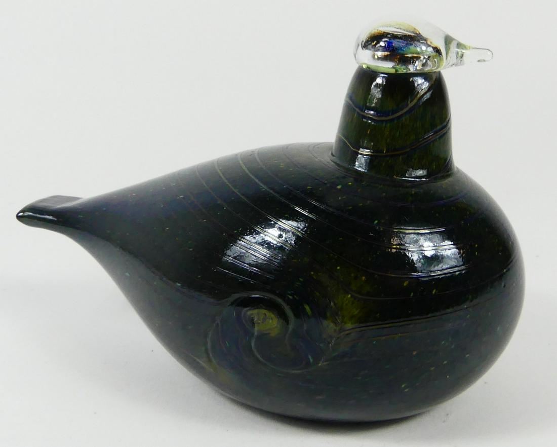 OIVA TOIKKA IITTALA DARK GREEN ART GLASS BIRD (1 of 7)