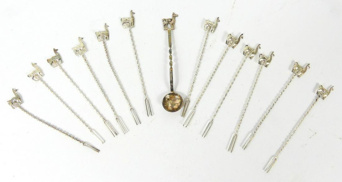13pc STERLING SILVER LLAMA PICKS & SPOON (1 of 3)