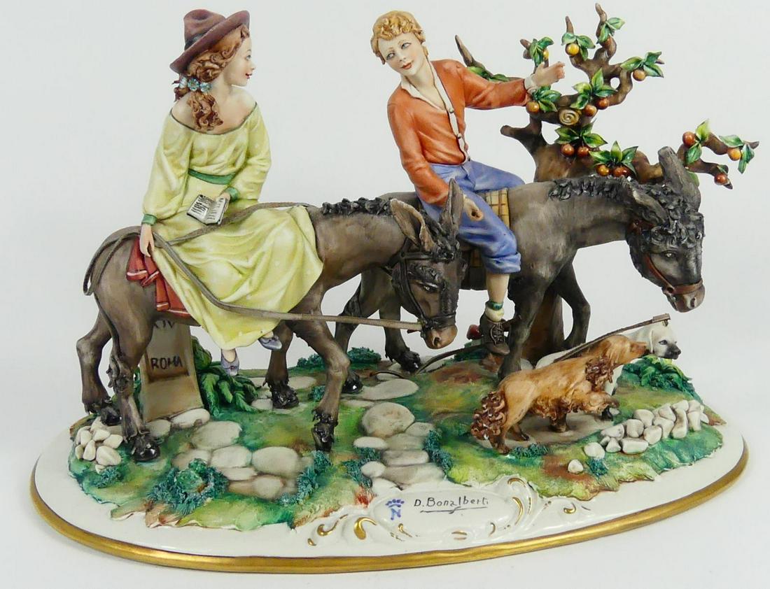 DINO BONALBERTI CAPODIMONTE FIGURES w DONKEYS (1 of 6)
