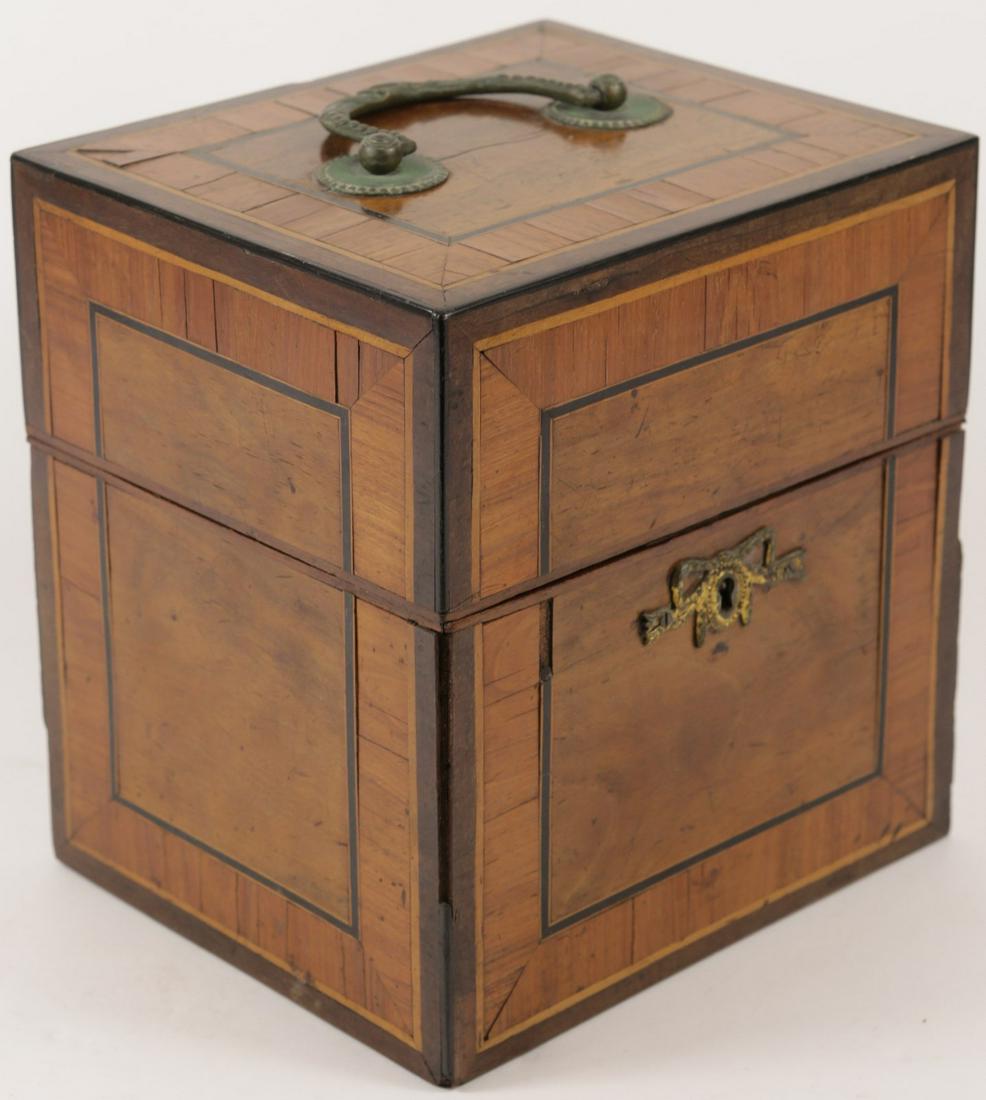 ANTIQUE ENGLISH INLAID 4-BOTTLE TANTALUS (1 of 9)