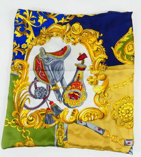 PIERRE BALMAIN SILK SCARF: Pierre Balmain square silk scarf or handkerchief. Measures 35 1/2" x 33 1/2".