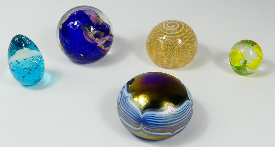 5pc ART GLASS PAPERWEIGHTS (1 of 9)