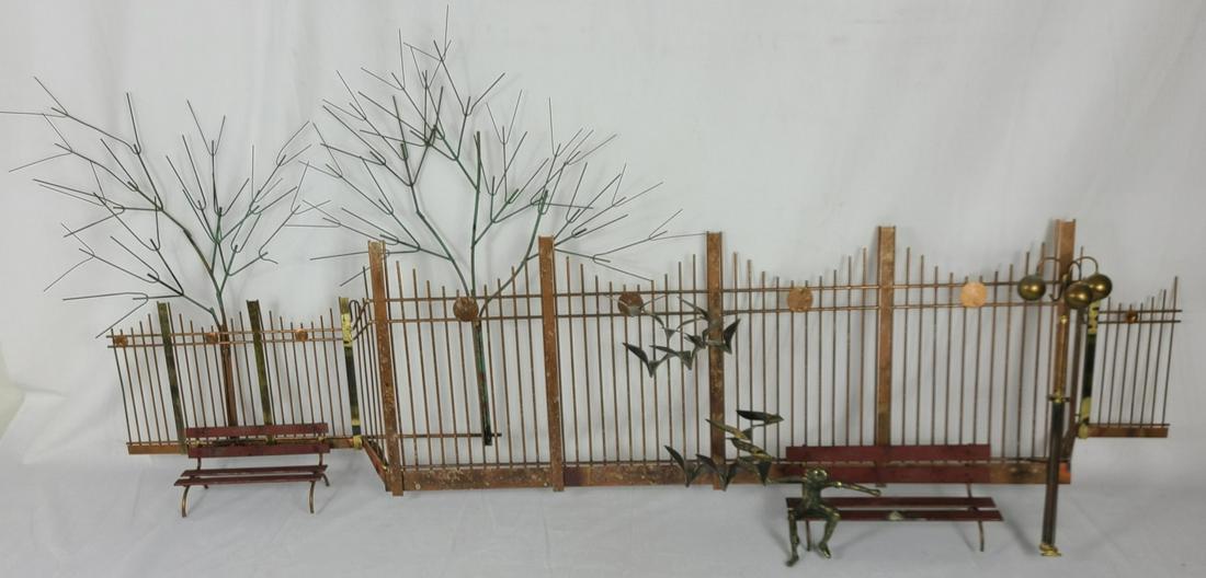 CURTIS JERE 'PARK BENCH w BIRDS' WALL SCULPTURE (1 of 8)