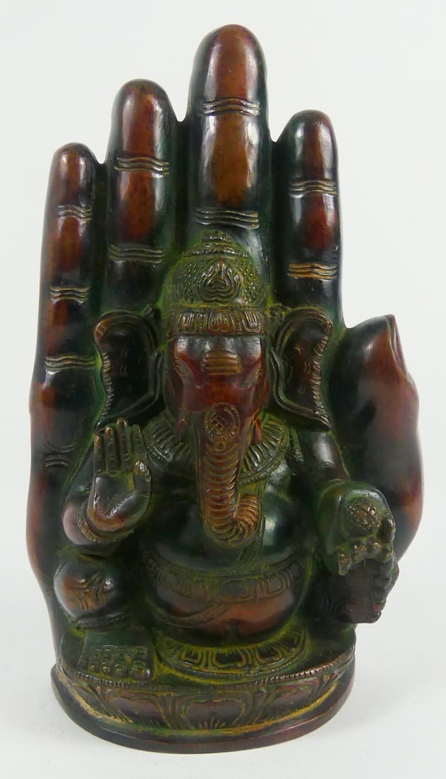 HAND OF BUDDHA WITH GANESH BRONZE SCULPTURE (1 of 6)