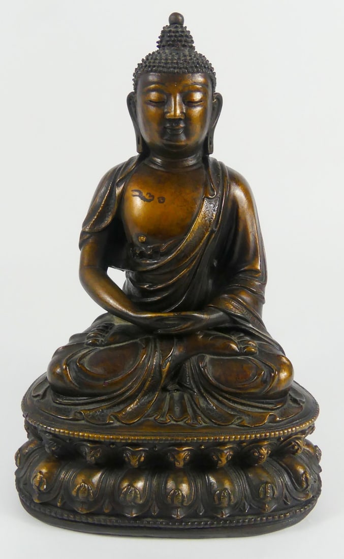 CHINESE BRONZED AMITABHA BUDDHA ON LOTUS BASE (1 of 6)