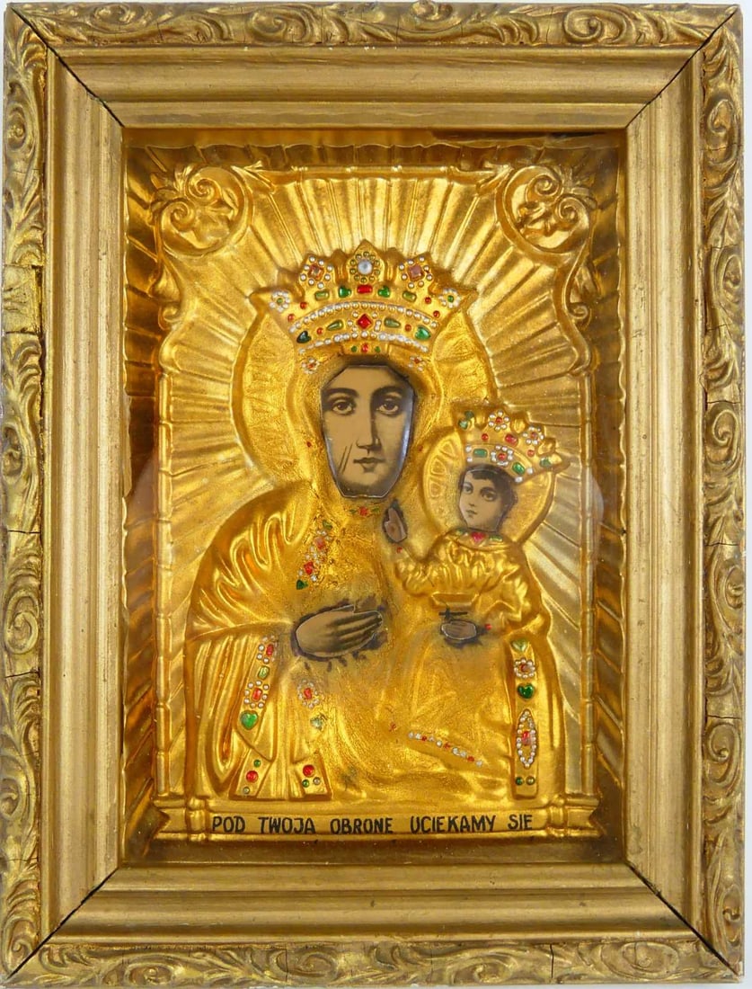 POLISH GILT RELIGIOUS ICON 'MADONNA & CHILD' (1 of 4)