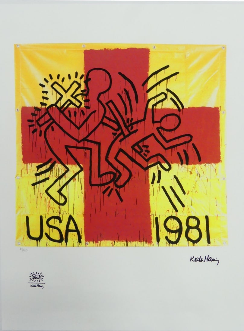 KEITH HARING 'RED CROSS' LITHOGRAPH (1 of 9)