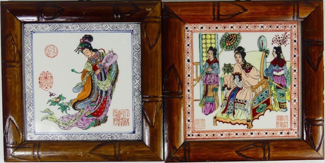 2pc CHINESE PORCELAIN PLAQUES (1 of 4)