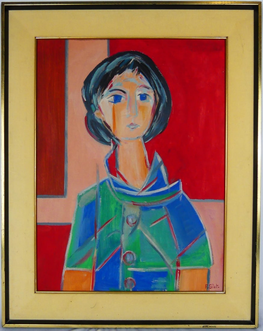 FRANCOISE GILOT 'PORTRAIT DE PAULA' OIL ON BOARD (1 of 8)